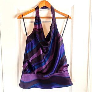 Laundry by Shelli Segal Purple Blue Silk Halter Top